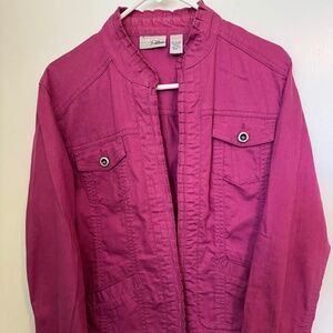 Chico’s Platinum Jacket Magenta Denim w/Ruffle - Size 1/US M or 8 - EUC
